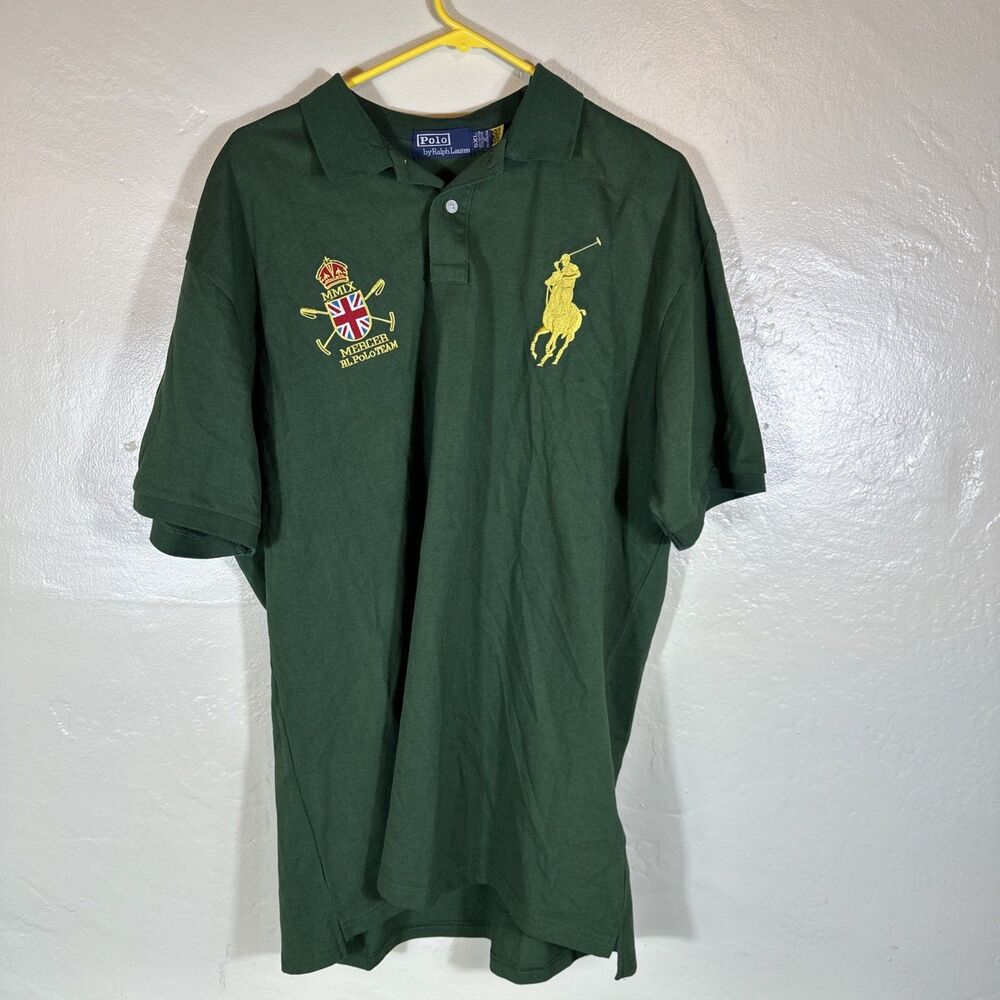 Polo Ralph Lauren Mercer RL Polo Team Shirt Green 5XL CROWN BIG HORSE GOLD MENS